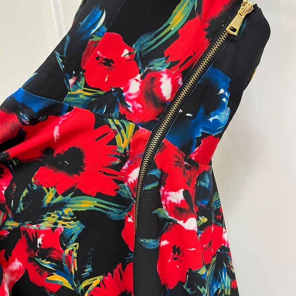 Bebe x Naven Red Floral Skater Dress with Cutout Back (Size 2) - Picture 5 of 12